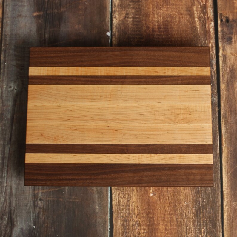 Large Custom Cutting Board Maple and Walnut Stripe Etsy