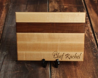Beautiful Custom Cutting Board For Chef - Personalized Cutting Board Made From Maple And Walnut - Chef Gift