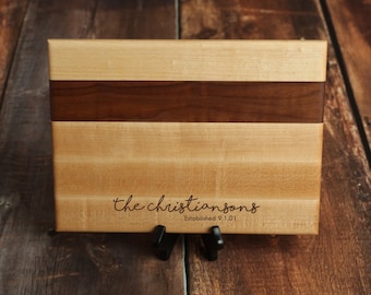 Personalized Cutting Board: Maple & Walnut, Engraved Kitchen Board