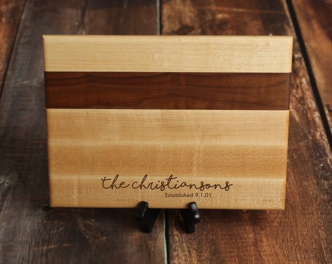 Custom Cutting Board, Personalized Cutting Board, Wood Cutting board, Maple and Walnut Kitchen Board