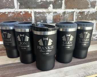 Groomsmen Can Cooler Holder • Groomsmen Gifts Personalized • Engraved Can Cooler • Beer Can Holder • Groomsmen Proposal • Groomsman Gift