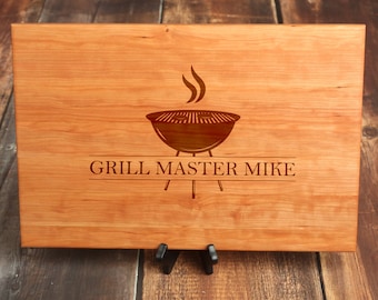 Large Custom Cutting Board - Grill Master Personalized Cherry Cutting Board - Kitchen Sign - Gift for Husband