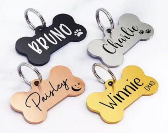 Stainless Steel Bone Shaped Pet Tag, Personalized Pet Tag, Custom Pet Tag, Cute Pet Tag, Bone Shape Tag, Pet Collar Tag, Custom Pet ID