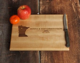 Personalized Wood Cutting Board - Maple Custom Cutting Board - Edge Grain Cutting Board - State And Home Town