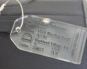 Low Profile Personalized Acrylic Luggage Tag, Acrylic Bag Tag, Travel Tags, Backpack Tag, Pet Bag, Diaper bag tag