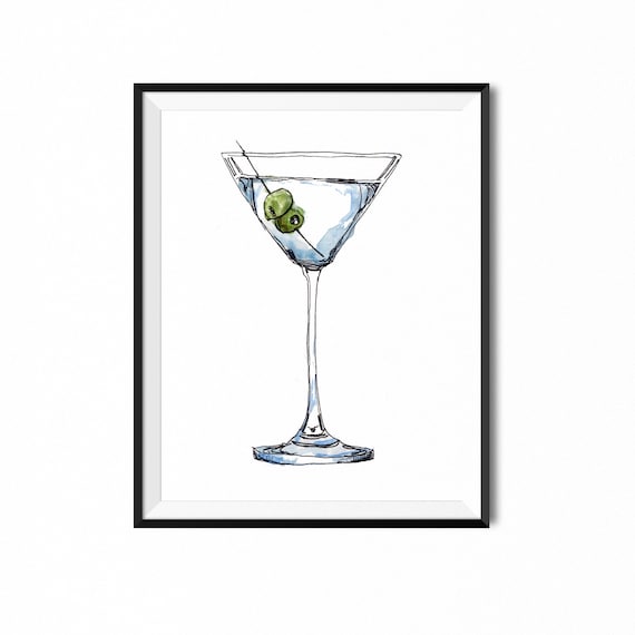Martini Print Dry Martini Painting Cocktail Art Kitchen Etsy