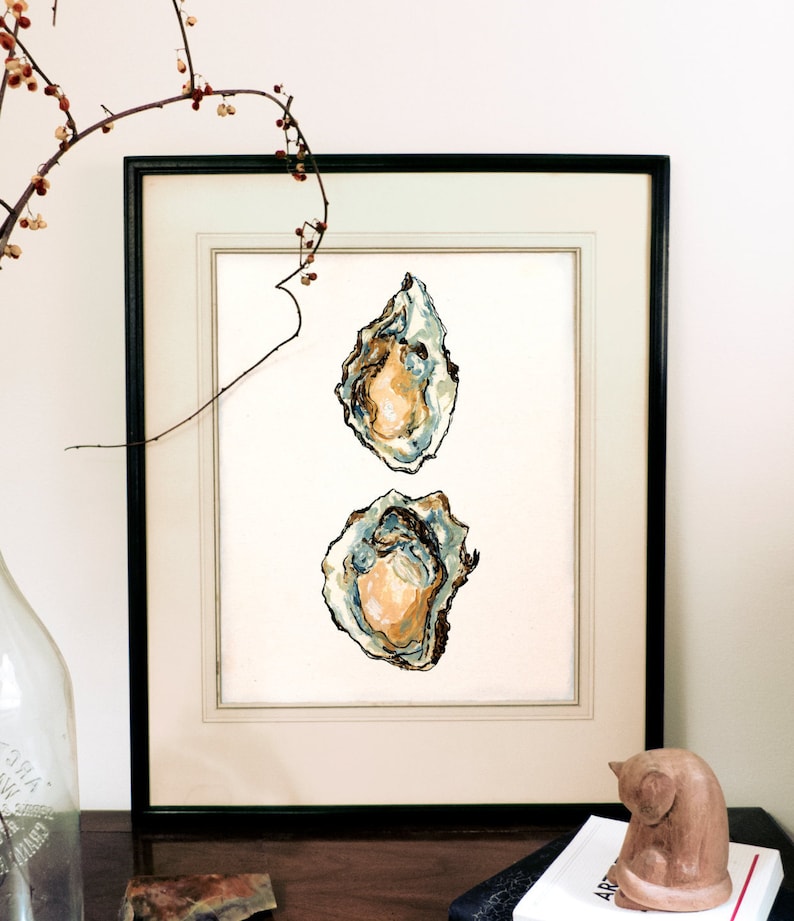 Oysters Print Food Illustration Oyster Art Kitchen Art Etsy