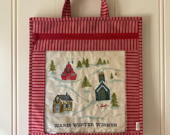 Large Quilted Project Bag with Handle / 14.5 x 16.5 / Vinyl Project Bag
