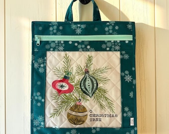 Large Quilted Project Bag with Handle / 16.5 x 14.5 / Vinyl Project Bag