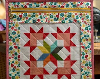 Large Quilted Project Bag with Handle: Vinyl Window, 16 x 14