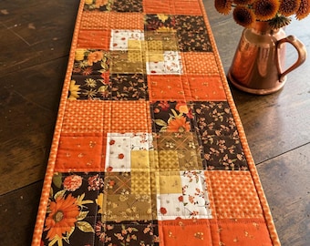 Patchwork Table Runner / Autumn Handmade Decor / Bountiful Fabric from Sandy Gervais