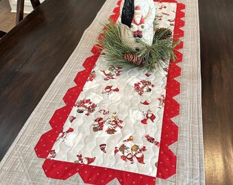 Handmade Quilted Snowman Table Runner (16x40)
