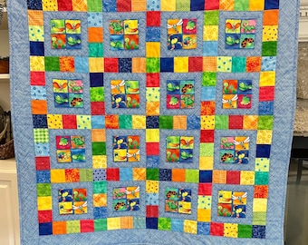 Handmade Baby Quilt: Critters Cotton Flannel Backing (39 x 39 in.)