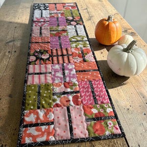 Patchwork Table Runner / Handmade Decor / Hey Boo Fabric / Charm Bop Pattern