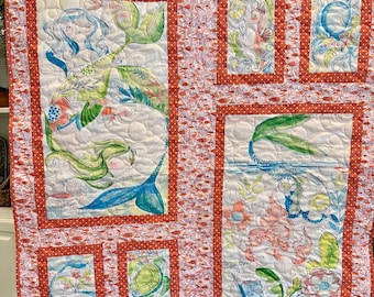 Handmade Baby Girl Mermaid Quilt: Soft Minky Backing