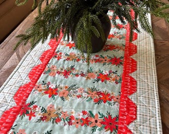 Scalloped Table Runner: Holiday Fabric (16" x 40")