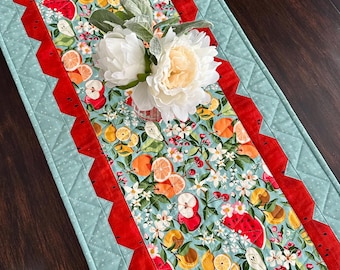 Scalloped Table Runner: Summer Fruits, Watermelon Print (16" x 40")