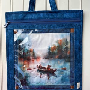 Quilted Project Bag with Handle / 13 x 15/ Vinyl Project Bag