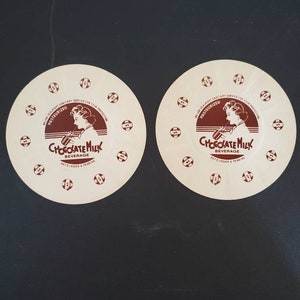 2 Vintage Chocolate Milk Beverage Waxed Paper Milk Bottle Caps