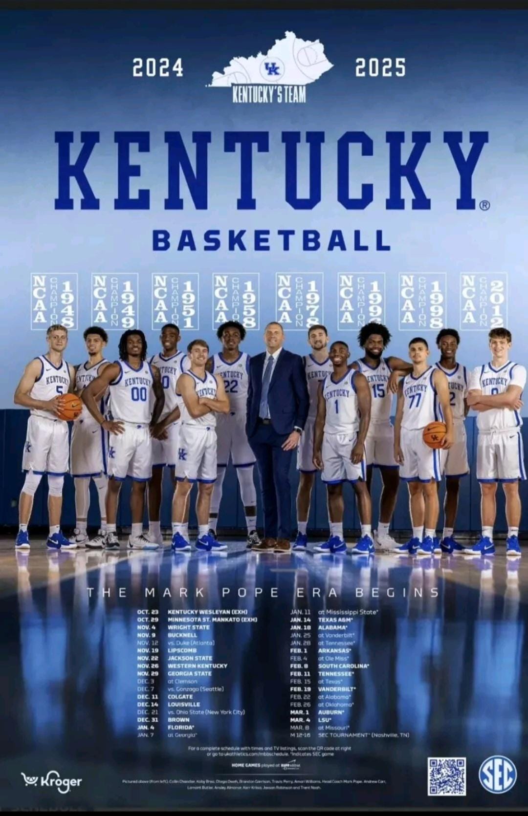 2024-25 UK Basketball University of Kentucky Wildcats Basketball Schedule  Poster Almost Sold Out!