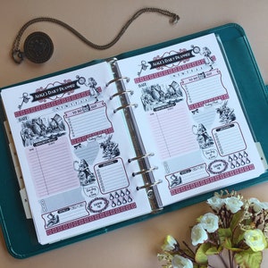 Alice's „Printable SET“ A5 Größe - 5,8 x 8,3 Zoll - 14,7 x 21 cm. - Monatsplaner - Tagesplaner - To Do - Notizen