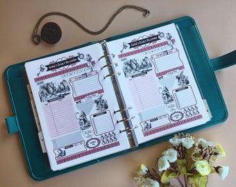 Alice's "Printable SET" A5 size - 5,8x8,3 inch - 14,7x21 cm. - Monthly planner - Daily planner - To Do - Notes