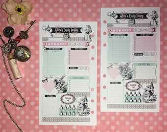 Alice's "Printable SET” Personal size - 3,75x6,75 inch - 9,5x17,1 cm. - Monthly planner - Daily Planner - To Do - Notes