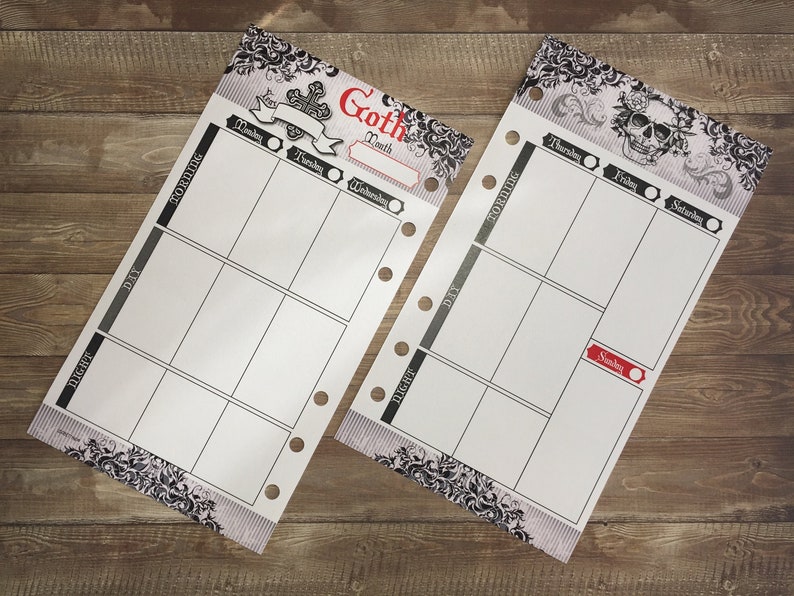 Goth Printable Weekly Planner Personal size Etsy