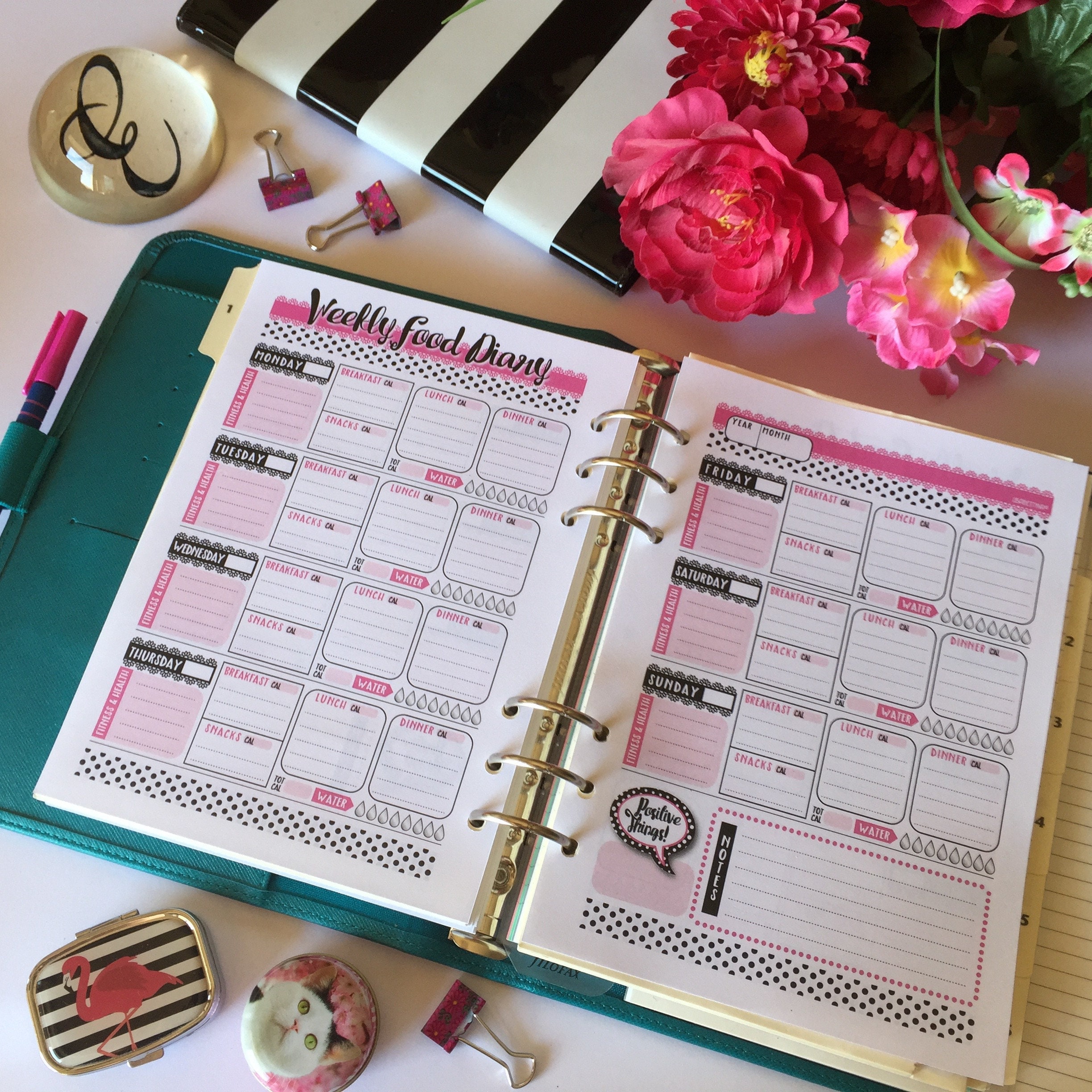 Printable Weekly Food Diary A5 size 148x210mm | Etsy