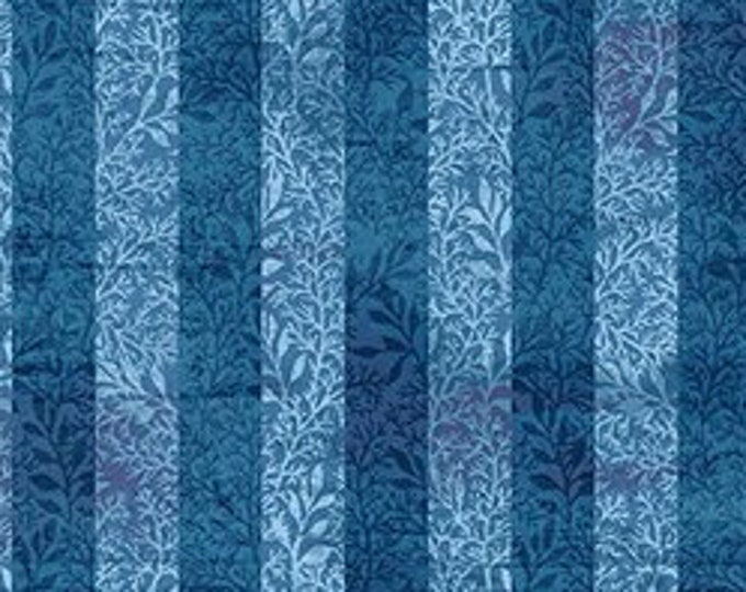 Henry Glass - Salt & Sea  - Textured Stripe - Seahorse -Sea Fabric - Turtles - Mermaid  - Shells - 221-77 - Blue/Teal - Sold by the Yard
