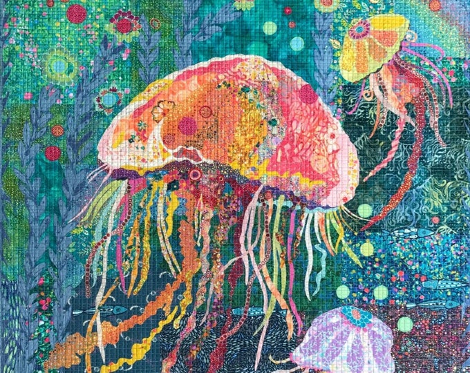 Laura Heine Jellie Fish Pattern Collage Quilt Pattern Jelly Fish Quilt