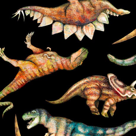 Quilting Treasures Lost World Dinosaur Dinosaur All Over Print Black j Sold By The Yard