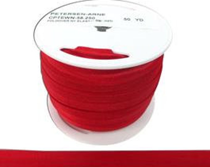 Fold Over Elastic - 5/8" -  Red - Elastic - Sold by the Yard