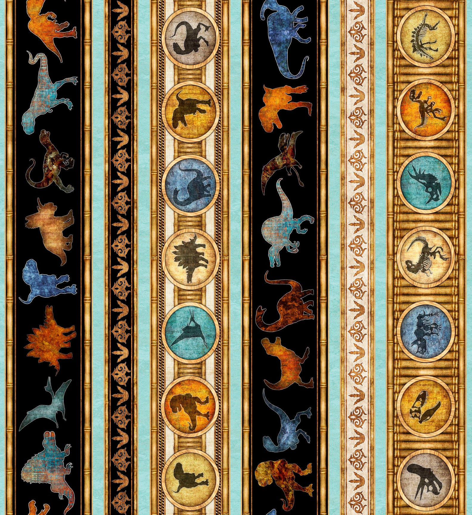 Quilting Treasures Lost World Dinosaur Dinosaur Decorative Stripe Border Print q Sold By The Yard