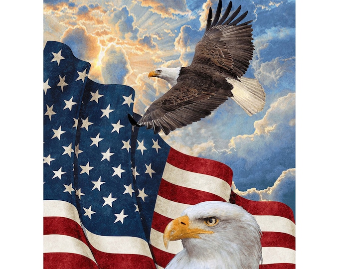 Northcott - Stars and Stripes 10 - Stonehenge -  DP24280-44  - Panel - Valor - Eagle Panel - Sold by the Panel