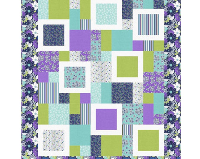 Quilting Treasures - Lexi  - Quilt Kit - Floral Quilt Kit - Navy  - Quilt Kit - 60"x72" -  Sold by the Kit