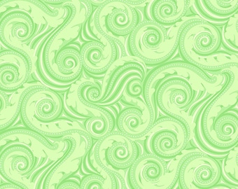 Benartex - Contempo - Crescendo - by Amanda Murphy - Wave - Lime -  10256-43 - Flowers and Shells  - Sold by the Yard