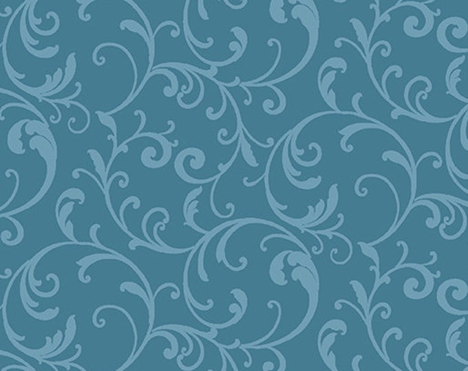 Benartex - Classic Scroll  - Scroll Fabric -  Turquoiose - Blender - 3628-85  - Sold by the Yard