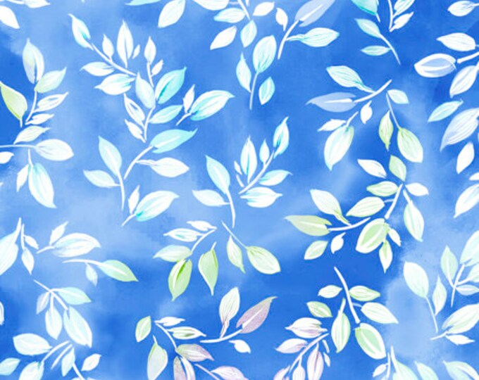 Quilting Treasures - Mimosa - Leaf - 24022B - Blue -  36"x43" - Sold by the Yard