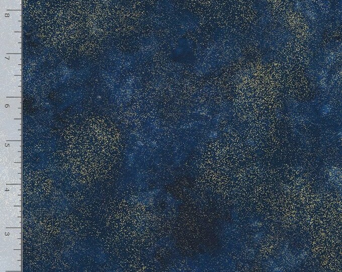 Timeless Treasures - Shimmer - Metallic -  Gold Metallic - Navy - Sold by the Yard