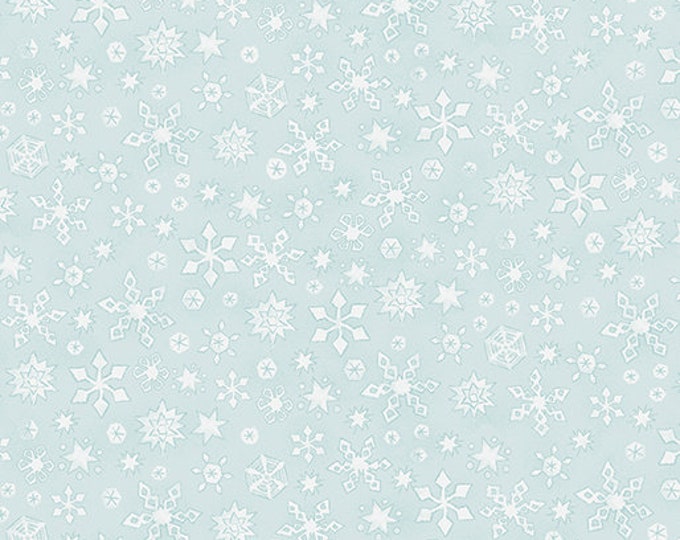 Benartex - White Woodland - Whisper Snowflake  - Light Turquoise -- 06650-04- Sold by the Yard