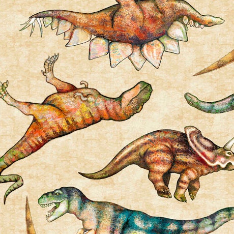 Quilting Treasures Lost World Dinosaur Dinosaur All Over Print Tan e Sold By The Yard