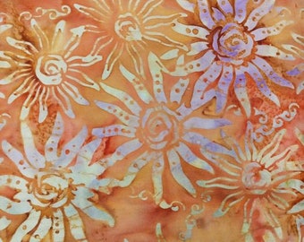 Batiks by Batik Textile - Batik - Celestial Blossoms  - 3748 -  Sun Flower - Suns - Sun - Orange - Sold by the Yard