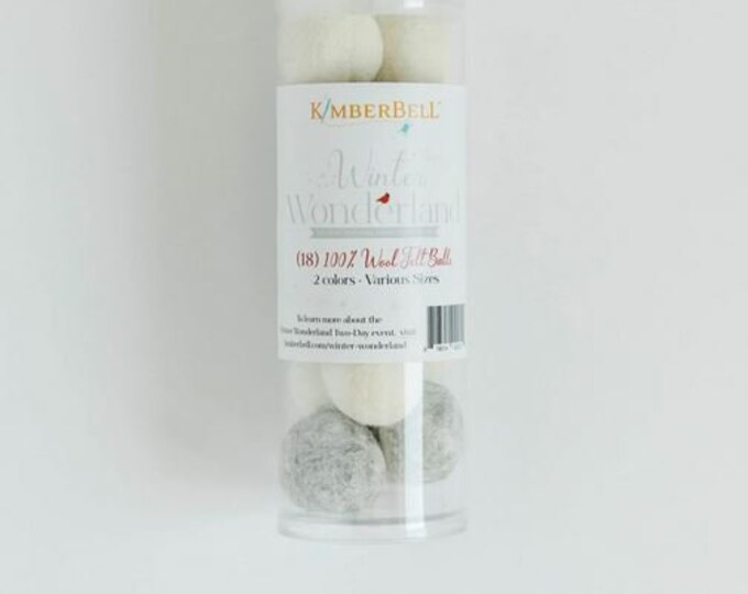 Kimberbell - Winter Wonderland Wool Balls - White, Buttermilk and Gray Wool Felt Balls  - Wool Balls - Kimberbell Wool - Sold by the pack