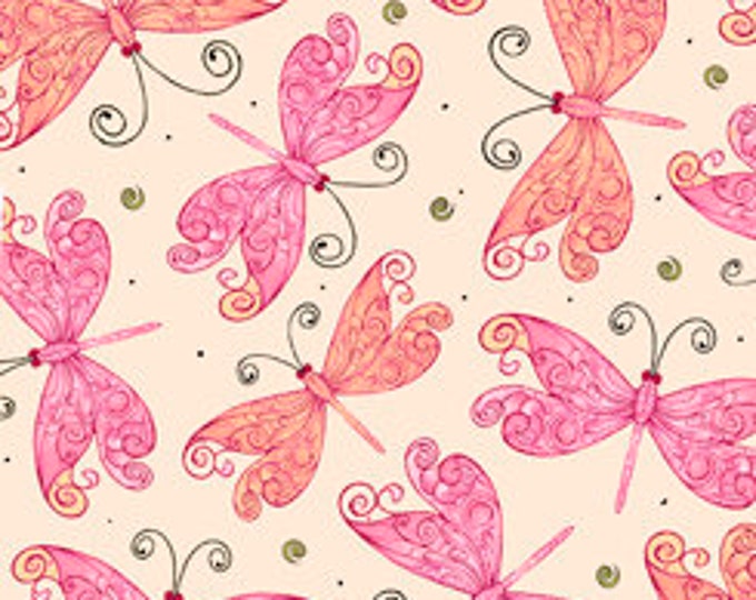 Quilting Treasures - Aziza - Sold by Yard - Butterflies - Butterfly - Pink - 26693 E