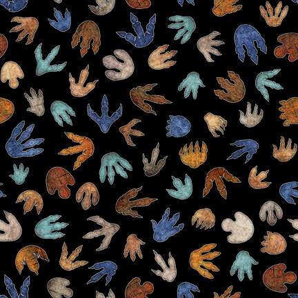 Quilting Treasures Lost World Dinosaur Tracks Black j Sold By The Yard