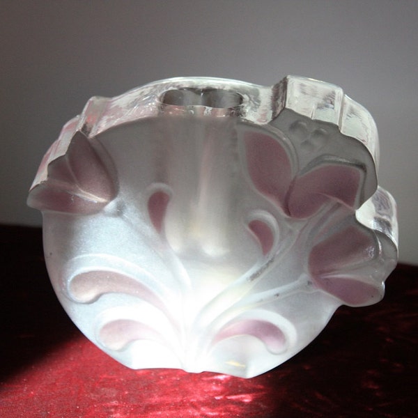 Glass Vase: Walther Kristallglas Original Etched 3D Relief Vase, West Germany 1970s