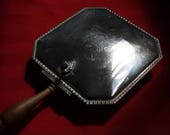 Crumb Catcher Silver Plated, Unicorn Crested, Wooden Handled, Bed Warmer Style, Silent Butler Ashtray