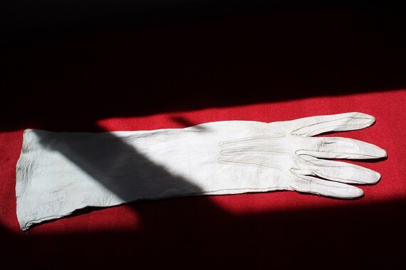 Edwardian Summer Gloves: Antique Ivory Kid Evenin… - image 2