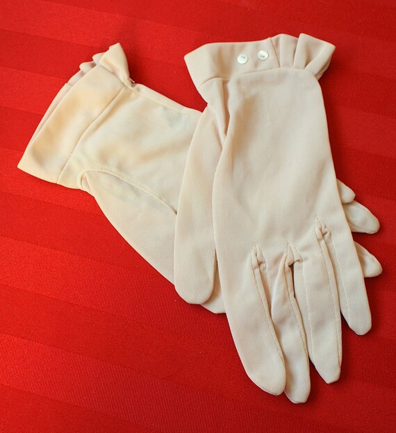 Ecru Gloves: Nylon Max Mayer Gloves Made in Japan… - image 1